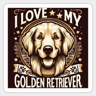 Golden Retriever I Love My Golden Retriever Design Magnet